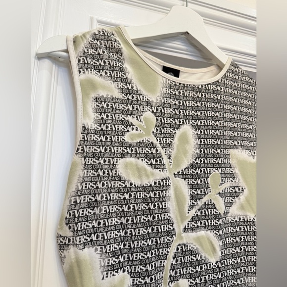 VINTAGE VERSACE JEANS PRINTED SLEEVELESS TOP 90s Y2K SMALL - Picture 3 of 5